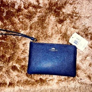 Coach navy blue wristlet NWT